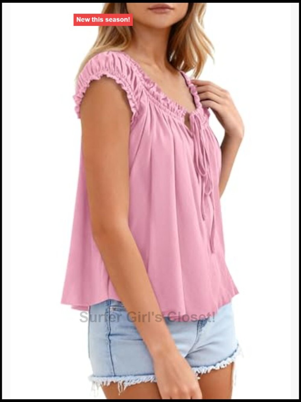 Womens Babydoll Peplum Tank Top Ruffle Cap Sleeve Summer Blouse - Picture 4 of 7